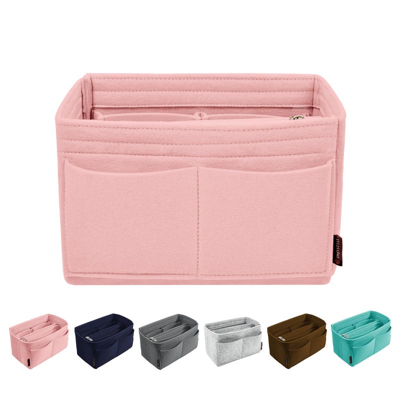 OMYSTYLE Pink Large Organizer Insert, Felt Tote Bag Organizer Insert with 5 Sizes, Handbag Dividers for Inside Purse, Compatible with Longchamp, Neverful, Speedy and More - Image 1